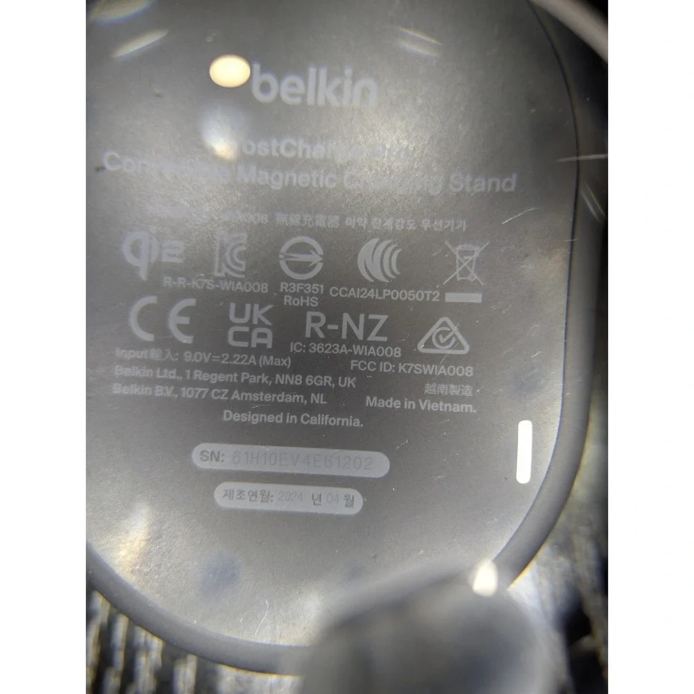 Pp2U Belkin BoostCharge Pro QI2 15W‎ Magnetic Wireless Charging Stand Black USED